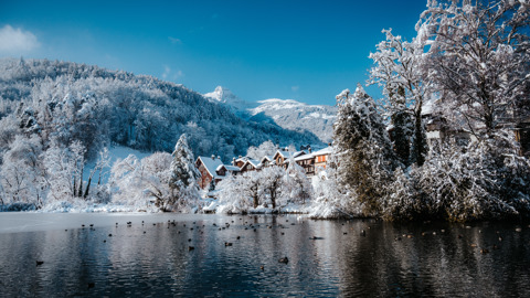 Werdenberg im Winter, Schweiz